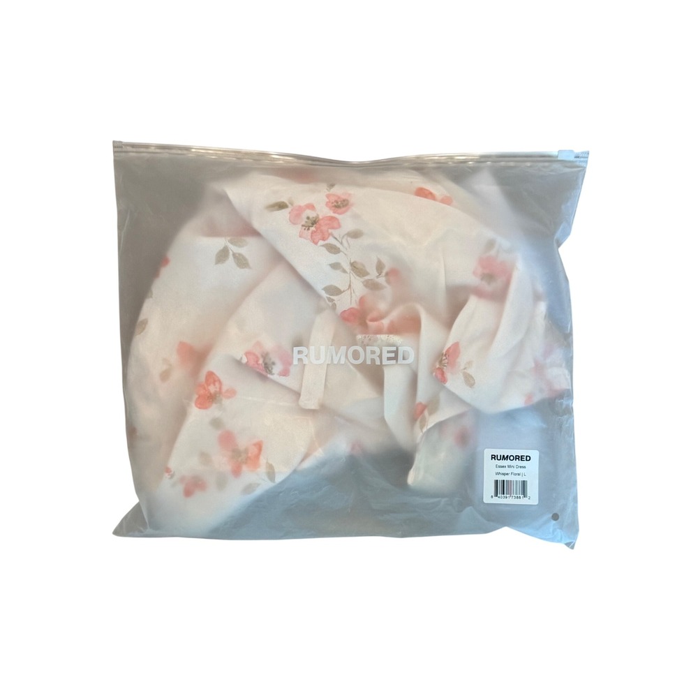 Rumored Essex Mini Dress Whisper Floral Lace Trim V-Neck Cream Pink Large NWT - Picture 10 of 10
